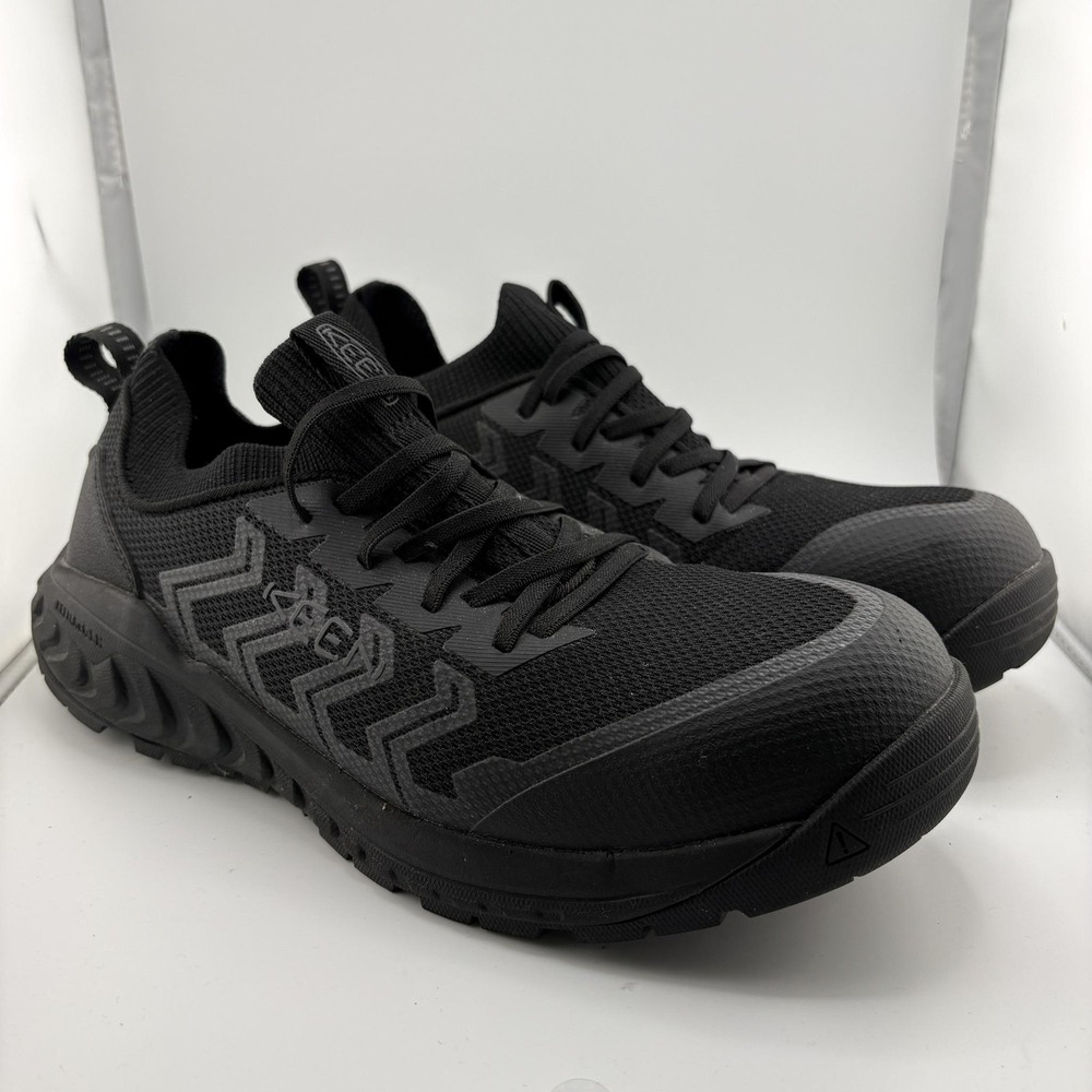 KEEN Utility Mens 9.5 Black Slip Resistant Work Sneakers ReGEN EH Rated Athletic